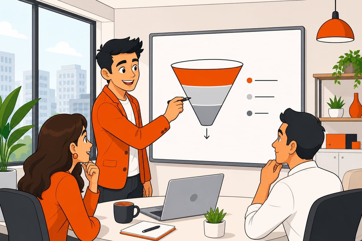 Sergej von effiprozess entwickelt eine Marketing-Strategie am Whiteboard